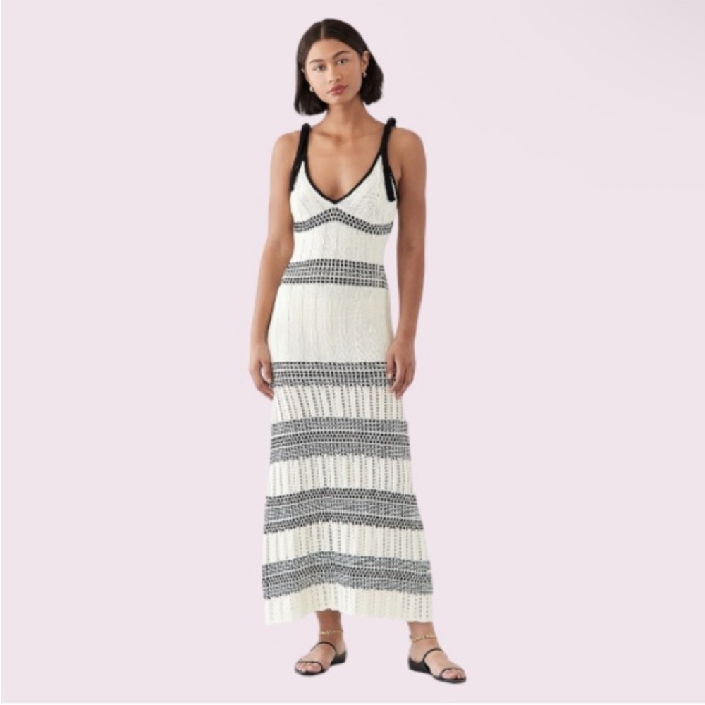 Ramy Brook Birdie Crochet Black and White Maxi Dress